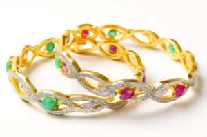 Ruby and Green Stone AD-Studded Bangles