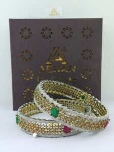 Green and Ruby Stone AD-Studded Bangles