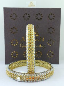 Set Of 2 White Gold-Plated AD Studded Handcrafted Bangles BG712