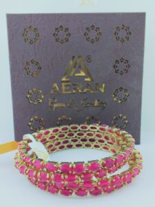 Ruby Stone Gold Plated Bangles