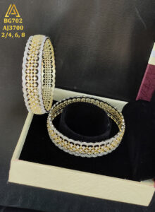 White Gold-Plated AD Studded Handcrafted Bangles