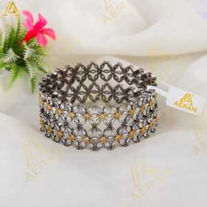 Flower Blossom American Diamond Bangles :BG734