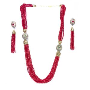 Red Multi Layer Bead Mala Necklace Set For Women And Girls