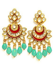 AERAN"Royal Kundan Chandbali Earrings"Celestial Crescent Kundan Earrings