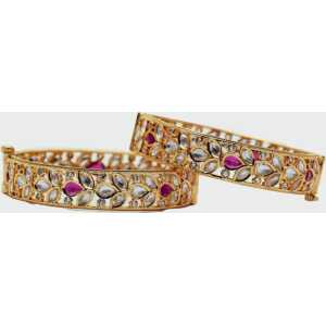 AERAN Traditional KUNDAN Gold Plated Kada Set