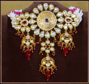 AERAN "Royal Kundan Choker Set – Ruby Red Drop Design"