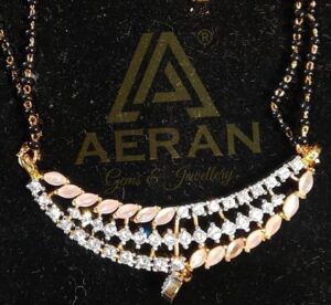 AERAN 24kt Gold Plated CZ Mangalsutra and Matching Earring for Women