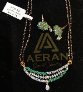 AERAN 24kt Gold Plated CZ Mangalsutra and Matching Earring for Women